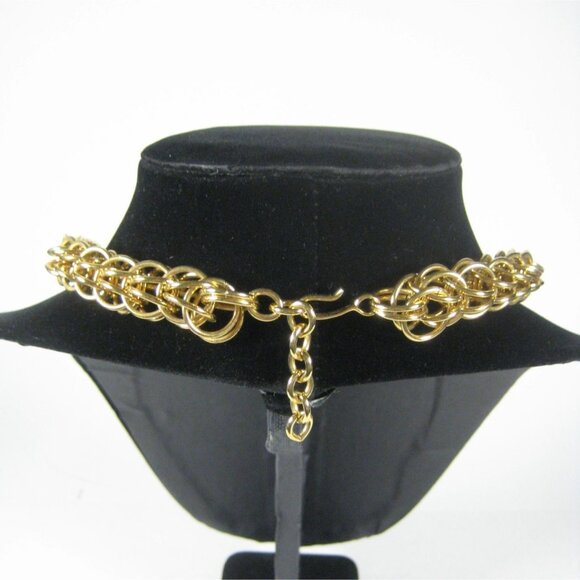 Monet Goldtone Chain Interlocking Necklace 22 In Vintage Statement Massive - Picture 7 of 8